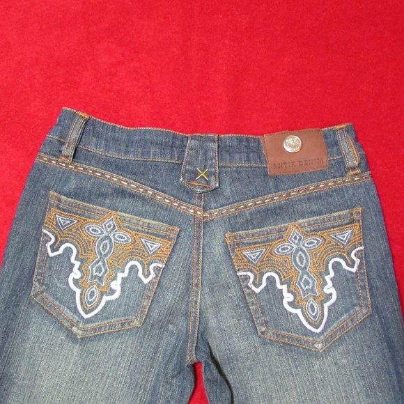Antik Denim Denim - Antik Denim Embroidered Jeans Orange White Stitching Made in USA!